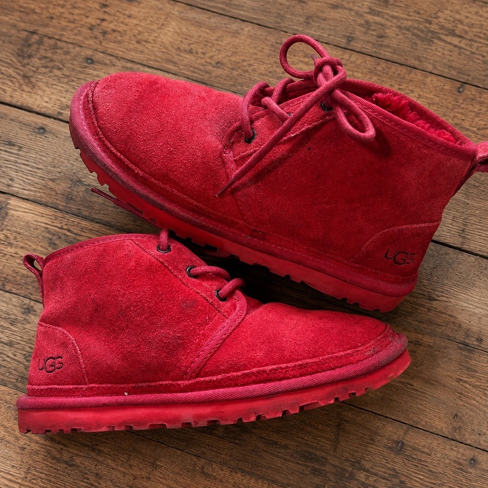 UGG Neumel Red Suede Lace Up Slipper Boots Mens 7 Fall Streetwear Gorpcore